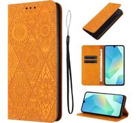 Kal-Étui Pour Samsung Galaxy A16 5g 6.7 Pouces Cuir Artificiel Coque A16/Sm-A166b/Ds Avec Fente Pour Carte Housse A16/Sm-A166b/Ds Béquille Housse, Orange
