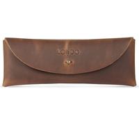 Kal-Étui Rétro En Cuir Véritable Pour Stylo Et Crayon À Fermeture Rapide - Brun