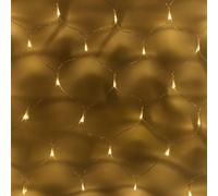 KAL-Filet Lumineux Solaire 1M X 1M Avec 100 Led Blanc Chaud Sur Câble Transparent