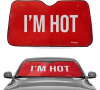 Kal-Fisura \U2013 Pare-Soleil Voiture Avant \U201ci`M Hot\U201d. Accessoire Original Rouge Pour Pare-Brise. Protection Solaire Réfléchissante Pour Auto. Dimensions : 130 X 70 Cm.