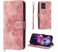Kal-Fleur Coque Compatible Avec Motorola Moto G54 5g 6.5"", 5 Cartes Étui De Protection En Cuir Pu De Style Vintage Pour Moto G54 / Xt-2343-1 Housse, Rose