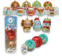 KAL-Funny Box Doki Doki Xmas Squishy, Palline Di Natale Con Laccetto E Squishy Antistress, 3 Pezzi, Stickers Inclusi, Giochi Per Bambini Slow Rising - Decorazioni Natalizie Per Albero Di Natale