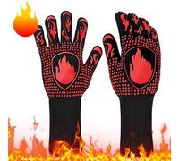 KAL-Gants Barbecue, Accessoires Barbecue Ignifuges Pour Grille, Cheminée, Cuisson Au Four, Cuisine (1 Paire), Rouge
