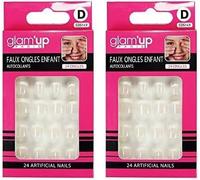 Kal-Glam`Up Paris - Faux Ongles Pour Enfant - Pleine Couverture - Facile À Utiliser \U2013 Autocollants - Auto-Adhésifs - 24 Faux Ongles Par Boîte - Forme Carrée Arrondie - N°149 - French Manucure (L