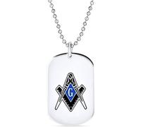Kal-Grand Collier Pendentif Oxydé Noir De La Société Secrète Des Francs-Maçons Avec Symbole De L'équerre Et Du Compas Pour Hommes En Acier Inoxydable Ton Argent Or Avec Chaîne À Perles.