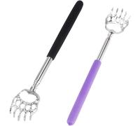 KAL-Gratte-Dos Extensible Portatif, Télescopique Scratcher Tetractable Bear Griffe Métal Main Massager Outil Pack De 2 (Noir + Violet) (Style 2)
