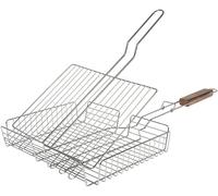 KAL-Grilles De Cuisson Barbecue Et Fumoir -Grille De Barbecue Double Ajustable,Grille Barbecue Rectangulaire, Grille Bbq -Matière :Acier Chromé -Dimensions :31 X 23Cm -Panier Barbecue