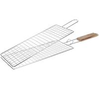 KAL-Grilles De Cuisson Barbecue Et Fumoir -Grille De Barbecue Double Extensible,Grille Barbecue Double À Poisson, Grille Bbq Poisson -Matière : Acier Chromé -Dimensions : 40 X 17Cm