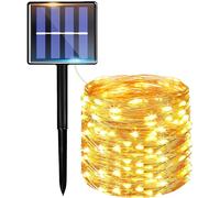 KAL-Guirlande Lumineuse Solaire D'Extérieur - 17 M - 150 Led - Étanche Ip65 - Avec 8 Modes Et Automatique - Pour Jardin, Terrasse, Balcon - Blanc Chaud