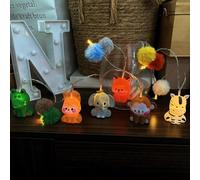 Kal-Guirlande Lumineuses Animaux De La Forêt, Balle En Peluche Animaux Guirlande À Piles Pour Halloween,Noël,Fête,Chambre D'enfant Decoration (1.65m/10led)