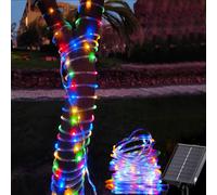 KAL-Guirlande Solaire Extérieur Tube, 10M 100 Led Guirlande Lumineuse Solaire 8 Modes, Etanche, Décoration Pour Jardin, Terrasse, Balcon (Multicolore)
