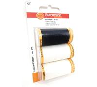 Kal-Gutermann 50402 Lot 3 Bobines De Fil Coton Noir/Blanc 5 X 0,02 X 0,02 Cm