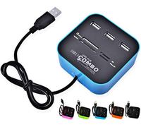 KAL-H31Cs Hub Usb 3 Ports Avec Lecteur De Carte Pour Cartes Mémoire Sd + Micro Sd Compatible Avec Ordinateur Portable Pc Portable 2000 / Me/Xp/Vista / 7/8/10 (32 Bits/64 Bits) Et Mac Os 10.X