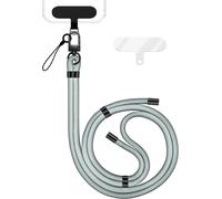 Kal-Holdme Lanière Universelle Pour Smartphone & Coque De Téléphone Portable, Cordon En Nylon Réglable, Sangle De Cou, Bandoulière Avec Mousqueton (Noir) & 2 Patches, Lanyard, Couleur:Gris Clair