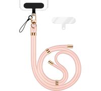 Kal-Holdme Lanière Universelle Pour Smartphone & Coque De Téléphone Portable, Cordon En Nylon Réglable, Sangle De Cou, Bandoulière Avec Mousqueton (Or) & 2 Patches, Lanyard, Couleur:Rose