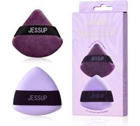 Kal-Houpette Maquillage À Poudre, 2 Pièces Triangulaires Houpettes Poudre Pour Fond De Teint, Finition Et Baking, Réutilisables, Lavables, Violet Sp018