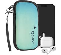 Kal-Housse De Protection Pour Smartphone L - 6,5"" - Sacoche De Protection Pour Téléphone Portable En Néoprène Smile Avec C?ur Bleu-Turquoise