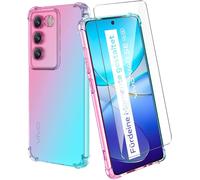 Kal-Housse Pour Vivo V40 Se 5g Coque + 1 Pièces Verre Trempé, Dégradé De Couleurs Anti-Choc Housse Pour Téléphone Portable -Rose/Vert