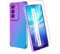 Kal-Housse Pour Vivo V40 Se 5g Coque + 1 Pièces Verre Trempé, Dégradé De Couleurs Anti-Choc Housse Pour Téléphone Portable -Violet/Bleu
