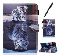 Kal-Housse Universelle Tablette 10.1 Pouces Avec Stylet, Coque Pochette Étui De Protection Pour Samsung A 10.1, Huawei M5 Lite/T3 T5 10, Ipad 10.2, Asus Zenpad 10, Lenovo Tab E10pro, Chat&tigre