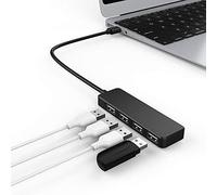 KAL-Hub Usb 2.0 4 Ports Ultra Fin - Adaptateur Portable - Extension Haute Vitesse - Multiport Usb - Câble Adaptateur Pour Pc Portable, Ordinateur De Bureau, Ps3, Ps4, Xbox, Wii, Mac, Notebook, Macboo