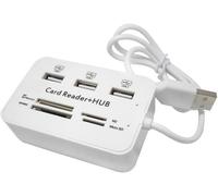 KAL-Hub Usb 2.0 À 3 Ports - Lecteur De Carte 7 En 1 - Support Portable Tf Sd M2 Sdhc - Lecture D'Écriture