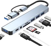 KAL-Hub Usb 3.0, Hub Usb C Multiport Avec 1 Port Usb 3.0, 3 Ports Usb 2.0, Lecteur De Carte Sd/Tf, 1 Port Type-C, 1 Port Audio 3,5 Mm, Pour Macbook Air/Pro, Galaxy, Ipad, Windows, Etc