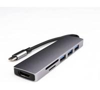 KAL-Hub Usb C 6-En-1 Adaptateur Usb C Avec Hdmi 4K, 2Xusb 1.0, 1Xusb 3.0, Lecteur Carte Sd/Tf, Port De Charge Usb C 100W, Compatible Pc, Mac, Ipad Pro, Smartphone, Tablette, Clavier, Souris -