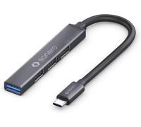 KAL-® Hub Usb, Distributeur Usb, 4 Ports, 1X Usb 3.2 Avec 5 Go/S, 3X Usb 2.0 Avec 480 Mo/S, Connecteur Usb-C, Ultra Fin, Gris Sidéral, 0,15 M
