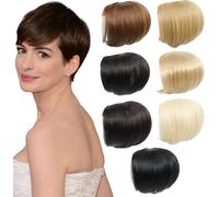 Kal-Inch Cheveux Synthétiques Topper Wiglet Hair Enhancer Avec Frange Droite 3 Clips Dans Extensions De Cheveux Raides Fermeture De Cheveux Pièce Postiches Pour Femmes