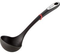 Kal-Ingenio Smart Louche En Silicone Avec Revêtement Anti-Rayures, Poignée Ergonomique À La Main En Plastique, Lavable Au Lave-Vaisselle, Noir Et Rouge