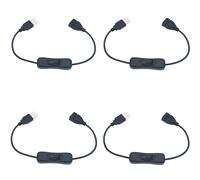 KAL-Interrupteur USB, 4 pcs 30 cm USB Câble d'extension avec Interrupteur on/Off, compatible pour enregistreur de conduite, lampe de burea, bande LED