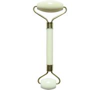 KAL-Jade Roller Blanc Masseur Visage, Rouleau De Jade En Pierre Naturelle + Housse De Protection, Anti-Age, Réduit Les Ridules, Stimule La Circulation Sanguine, Peau Saine Et Éclatante, Sun & Sia