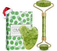 Kal-Jade Roller Gua Sha Visage Rouleau Face Facial Pierre Veritable Kit Massage Set Soin De La Peau Pour Anti-Âge Réduire Les Rides Des Yeux Et La Circulation Sanguine Vert