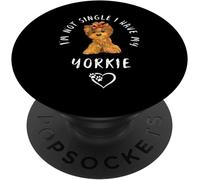 Kal-Je Ne Suis Pas Célibataire, J'ai Mon Yorkie Chien En Disant Popsockets Popgrip - Support Et Grip Pour Smartphone/Tablette Avec Un Top Interchangeable