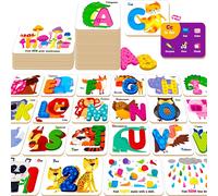 KAL-Jeu De Cartes Alphabet Et Nombres, 37 Aimants Magnétiques Lettres Et Chiffres Abc Pour Réfrigérateur, Jeu De Puzzle D'Association De Modèles, Jouets D'Apprentissage Montessori Pré-Scolaire