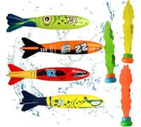 KAL-¿Jeux Piscine Enfant,Jouets De Plongée,Jouet De Natation Pour Piscine,4Pcs Torpedo Bandits Et 3Pcs Algue Plongée Jouet Sous Eau Été Cadeau Pour Enfant Garçon Fille