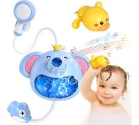 KAL-Jouet De Baignoire Pour Enfants Jouet De Bain Bébé À Partir De 1 2 3 4 5 6 Ans Douche D'Éléphant Avec Machine À Bulles Pommeau De Douche Musical Jouet D'Eau De Canard Enfants Cadeau Fille