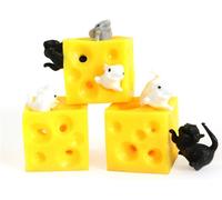 KAL-Jouet De Fromage De Souris, Cache-Recherche, Soulagement Du Stress, Fromage De Souris, Nouveauté Sensorielle, Fromage Pour Enfants 4.5X4.5Cm, Paquet De Jouets De Couleur De