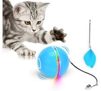 KAL-Jouet Pour Chat, Balle De Jouets Avec Lumière Led, Cataire, Ring Bell Et Plume, Amélioré Rotation Automatique À 360 Degrés Et Chargement Usb Jouet Interactif Pour Chat, Pour Animaux Chien Chatons