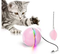 KAL-Jouet Pour Chat, Balle De Jouets Avec Lumière Led, Cataire, Ring Bell Et Plume, Amélioré Rotation Automatique À 360 Degrés Et Chargement Usb Jouet Interactif Pour Chat, Pour Animaux Chien Chatons