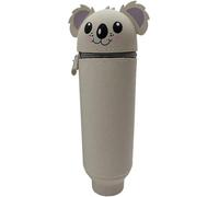 Kal-Kawaii Trousse Scolaire,Trousse Pour Stylo En Silicone,Trousse Ecole 2 En1 En Silicone Souple Kawaii,Porte-Stylos De Table,Fermeture À Glissière,Porte-Plume,Trousse Crayon(Koala-Gris)