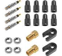 Kal-Kit De Remplacement De Valve Vélo, Pour Valves Presta (Sv), 20 Pièces Dont 4 X Valves Presta, 8 X Bouchons De Valve, 2 X Set De Valve Sv-Dv À Av, Outil De Montage, Pour Vélos De Course Jusqu'à 15