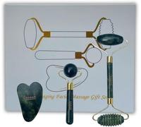 KAL-, Kit De Rouleau En Jade, Skin Care, Gua Sha, Rouleau Pour Le Visage En Jade, Massage À Rouleau Rainuré, Skincare, Gua Sha En Jade, Apaise Et Détend La Peau