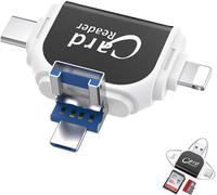 KAL-Lecteur De Carte Sd Tf Universel Multi-Ports 4 En 1, Adaptateur De Carte Sd Usb, Lecteur De Carte Mémoire, Adaptateur Multiport Plug And Play Pour Iphone, Ipad, Android, Ordinateur Portable Et