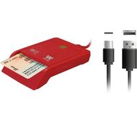 KAL-Lecteur Dni Électronique Avec Connexion Type C - Dni Électronique Intelligent, Dni 3.0 Et 4.0, Type C, Compatible Avec Pc Et Mac, Avec Adaptateur Type C Vers Usb A. Couleur Rouge