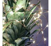 KAL-Led Chaîne De Lumière En Plein Air Baptême Cluster Chaîne De Lumière Câble De Cuivre, 100 Led Blanc Chaud Éclairé 9,9M, Trafo Avec Minuterie Pour Jardin Balcon 578454