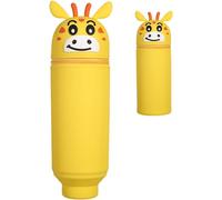 Kal-Legami Trousse Trousse Crayon Kawaii Étui École 2 En 1 En Silicone Souple, Porte-Stylos De Table, Fermeture À Glissière, Crayons Crayons Stylos,Girafe