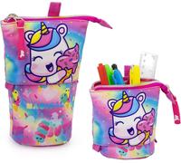 Kal-Licorne Avec Glace Trousse Scolaire Télescopique 2-En-1 Pour Enfants, Porte-Stylo Rétractable, Pour Les Étudiants, Le Bureau, Les Femmes, Les Filles