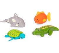 KAL-Li'L Woodzeez Paddling Bath 4-Pack Animals \U2013 Floating For Bathtime \U2013 Water & Beach Toys \U2013 2 Years + \U2013 Wind-Up Tubbies-Turtle, Fish, Crocodile, Whale, Bt2642Z, Grise, Small